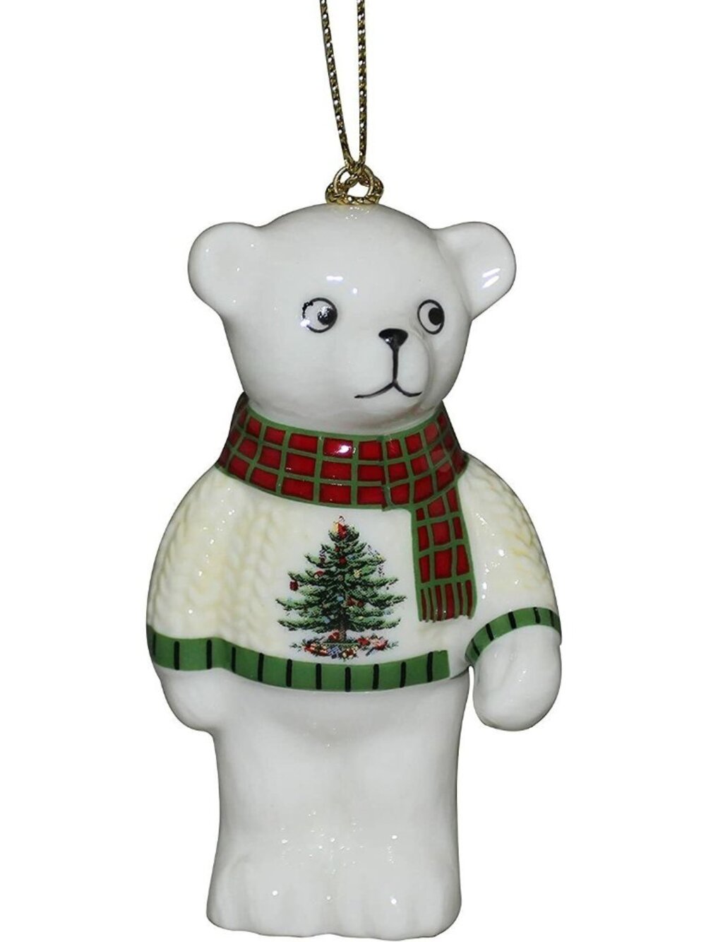 Spode Christmas Tree Ceramic Bear Ornament Christmas Sweater Gift New